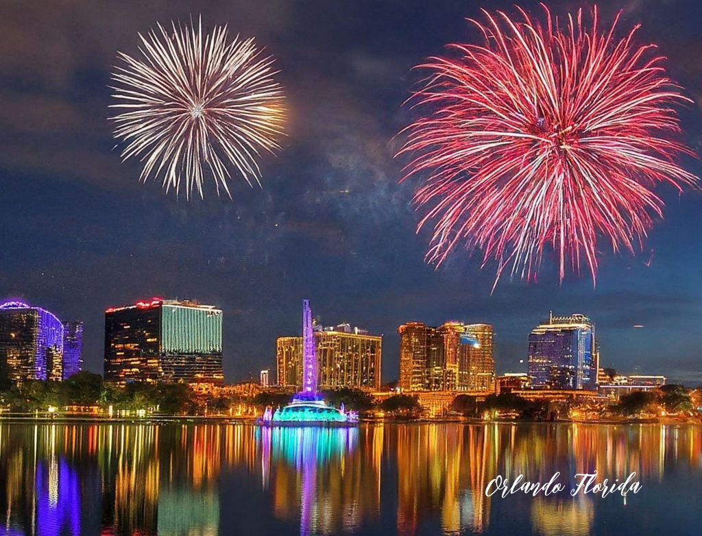 Fireworks at the Fountain Lake Eola – Celebrating America’s 250th Birthday
